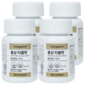 에너지허브 홍삼 타블렛 60g, 4개, 200정