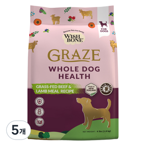 WISHBONE 전연령 독 건식사료, 1.8kg, 소, 5개