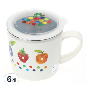 에릭칼 밀폐뚜껑 이중스텐컵, 화이트, 6개, 250ml