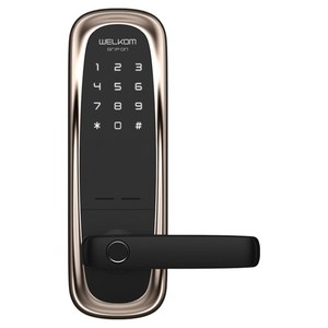 솔리티 웰콤 그립온 지문인식 무타공 손잡이 있음 도어락, WM-650B, 방문설치