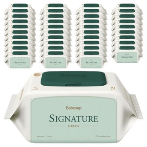 베베숲 시그니처 그린 물티슈 캡형, 70g, 70매, 40개