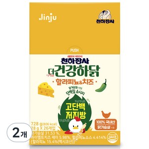 건강하닭 닭가슴살 할라피뇨&치즈, 728g, 2개
