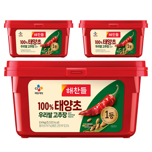 해찬들 100% 우리쌀 태양초 고추장, 2.4kg, 3개