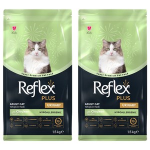 Reflex 어덜트 고양이 플러스 유리너리 건식사료, 닭, 1.5kg, 2개