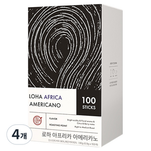 LOHA 아프리카 아메리카노 원두커피믹스, 4개, 100개입, 900mg