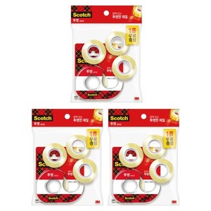 스카치 테이프 디스펜서 581D 18mm x 15mm 1개 + 550리필 18mm x 30mm 3개, 투명, 3세트