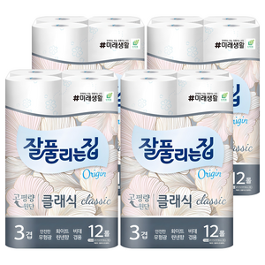 잘풀리는집 3겹 클래식 화장지, 27m, 12개입, 4개