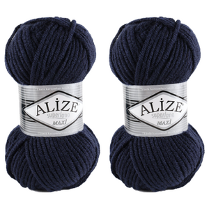 alize yarna 슈퍼라나 맥시 뜨개실, 58 네이비, 2개