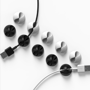 요거 충전 케이블 홀더 USB 선 정리소품, 10개, 블랙 + 화이트