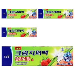 크린랩 대용량 슬라이딩 지퍼백 27 x 28 cm, 대(L), 45개입, 4개