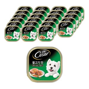 시저 1세이상 강아지 주식캔 불고기맛, 100g, 24개, 닭+소