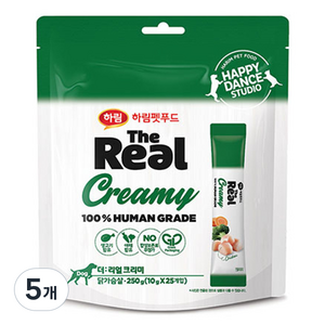 하림펫푸드더리얼 강아지 크리미 짜먹는 간식 25p, 닭가슴살, 250g, 5개