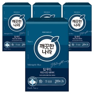 깨끗한나라 딥무드 미드나잇 네이비 천연펄프 미용티슈 2겹, 300매, 12개