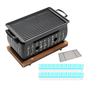 노뉴 프리미엄 직사각형 미니 화로 NONEW-MB2000 듀얼와이드 + 에탄올 고체 연료 30g x 20p 세트, 24 x 13 x 1.5 cm, 1개 골드박스 특가