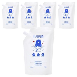 FRANKLIIN 핸드워시 리필, 무향, 5개, 450ml