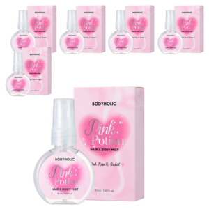 바디홀릭 핑크 포션 헤어&바디 미스트 로즈향, 50ml, 6개