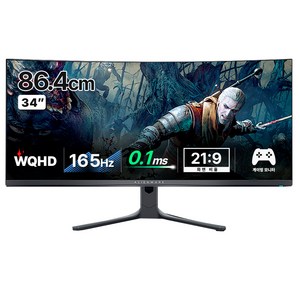 델 WQHD 에일리언웨어 게이밍 커브드 모니터, 86.8cm, AW3423DWF
