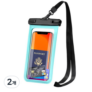 팡셀러 베이직 PVC 휴대폰 방수케이스, 그린, 2개