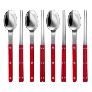 바겐슈타이거 셀레스트 벨루어 4인 수저 세트, 브릭레드, 1세트, 숟가락 4p + 젓가락 4벌
