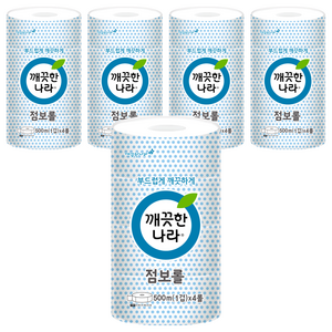 깨끗한나라 1겹 점보롤 화장지, 500m, 5개, 4롤