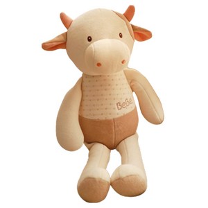 화음베베 카우 봉제 애착인형, 아이보리 + 갈색, 1개