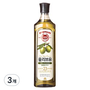 해표 압착 올리브유, 900ml, 3개