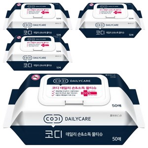 코디 데일리 손 앤 소독 물티슈 캡형, 60g, 50매, 4개