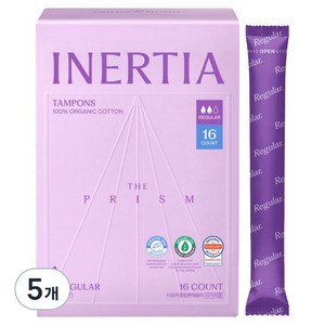 이너시아 더프리즘 유기농 순면 흡수체 탐폰, 5개, 16개입, 레귤러