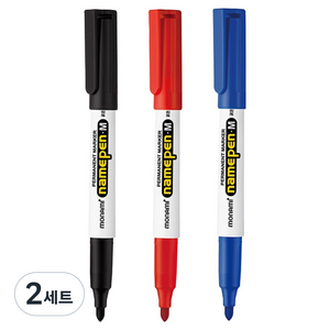 모나미 네임펜 M 3종 세트, 2개, 흑색 + 청색 + 적색