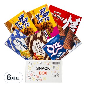 사무실 과자세트 비스킷 쿠키 파이 6입 세트 (쵸코하임 + 화이트하임 + 초코파이 + 촉촉한초코칩 2p + 오뜨 쇼콜라), 6세트, 6p