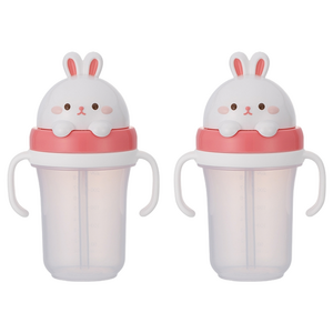 에디슨 프렌즈 흘림방지 입체 빨대컵2, 300ml, 2개, 흰토끼래니