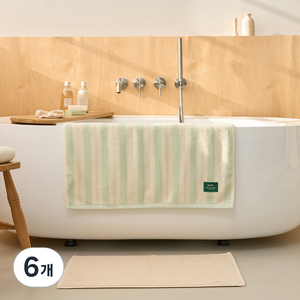 모던하우스 STF 더블 스트라이프 바스타월 460g 70 x 140 cm, 멜론, 6개