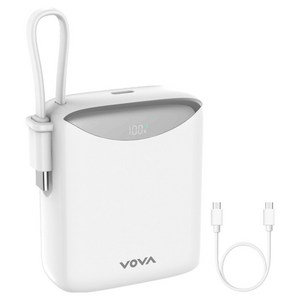 보바 고속충전 일체형 미니 보조배터리 10000mAh 22.5W, VA-114, 화이트