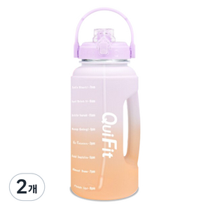 큐핏 Q03 대용량 헬스물통 쉐이커보틀 비스프리 물병, 2.2L, 라이트오렌지, 2개