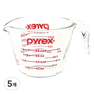 파이렉스 내열강화유리 계량컵, 투명, 250ml, 5개