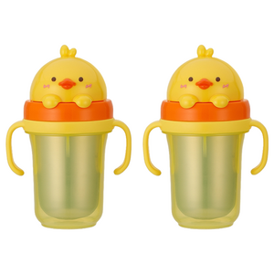 에디슨 프렌즈 흘림방지 이중 스텐 빨대컵2, 300ml, 2개, 오리더기