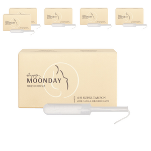 해피문데이 유기농 순면 이지 탐폰, 슈퍼, 8개입, 6개