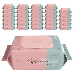 미엘 클래식 엠보싱 물티슈 캡형, 50g, 100매, 50개