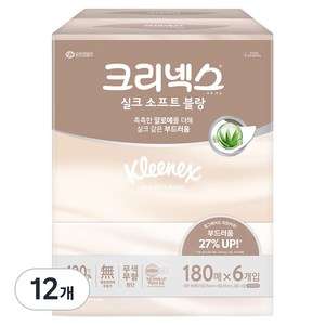 크리넥스 실크소프트 블랑 갑티슈 2겹, 180매, 12개