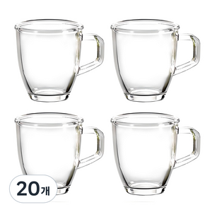 글라스락 다용도 내열강화 머그 350ml, 투명, 20개