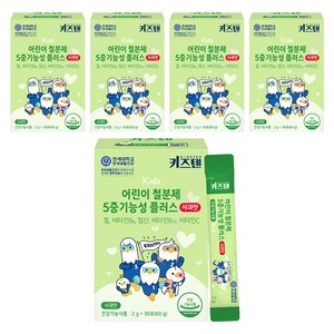 키즈텐 어린이 5중기능성 플러스 철분제 사과맛, 60g, 5개