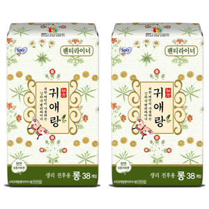 귀애랑 팬티라이너, 롱, 38개입, 2개
