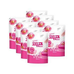 피죤 강력탈취 레귤러 섬유유연제 핑크로즈 리필, 1.6L, 8개