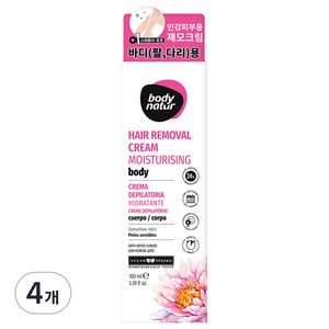 바디네이처 모이스처라이징 바디 센시티브 스킨 위드 로터스 플라워 제모크림 팔다리용, 100ml, 4개
