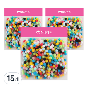 유니아트 퐁퐁 8mm, 혼합색상, 15개