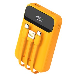 어반어스 PD 22.5W 고속충전 멀티 케이블 대용량 일체형 미니 보조배터리 20000mAh, 오렌지, UB-PA20P23WA2C