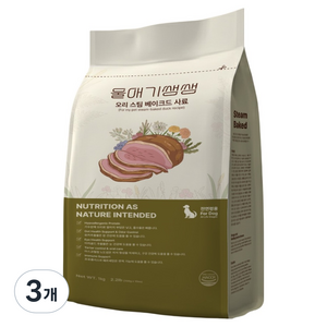 디어랩스 강아지 울애기 쌩쌩 프리미엄 스팀 베이크드 수제사료, 오리, 1kg, 3개