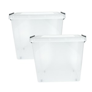 스페이스에디터 투명베이직 리빙박스, 65L, 다크블루, 2개