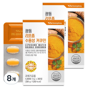 광동제약 리포좀 수용성 커큐민 30g, 30정, 8개