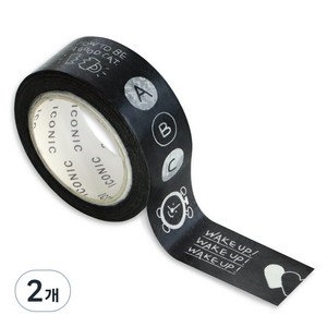 아이코닉 두들 다꾸 데코 마테 마스킹 테이프 스티커 15mm x 10m, 003POWERUP, 2개